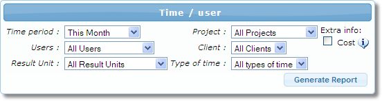 Filtration of the timesheet report Filtration of the timesheet report
